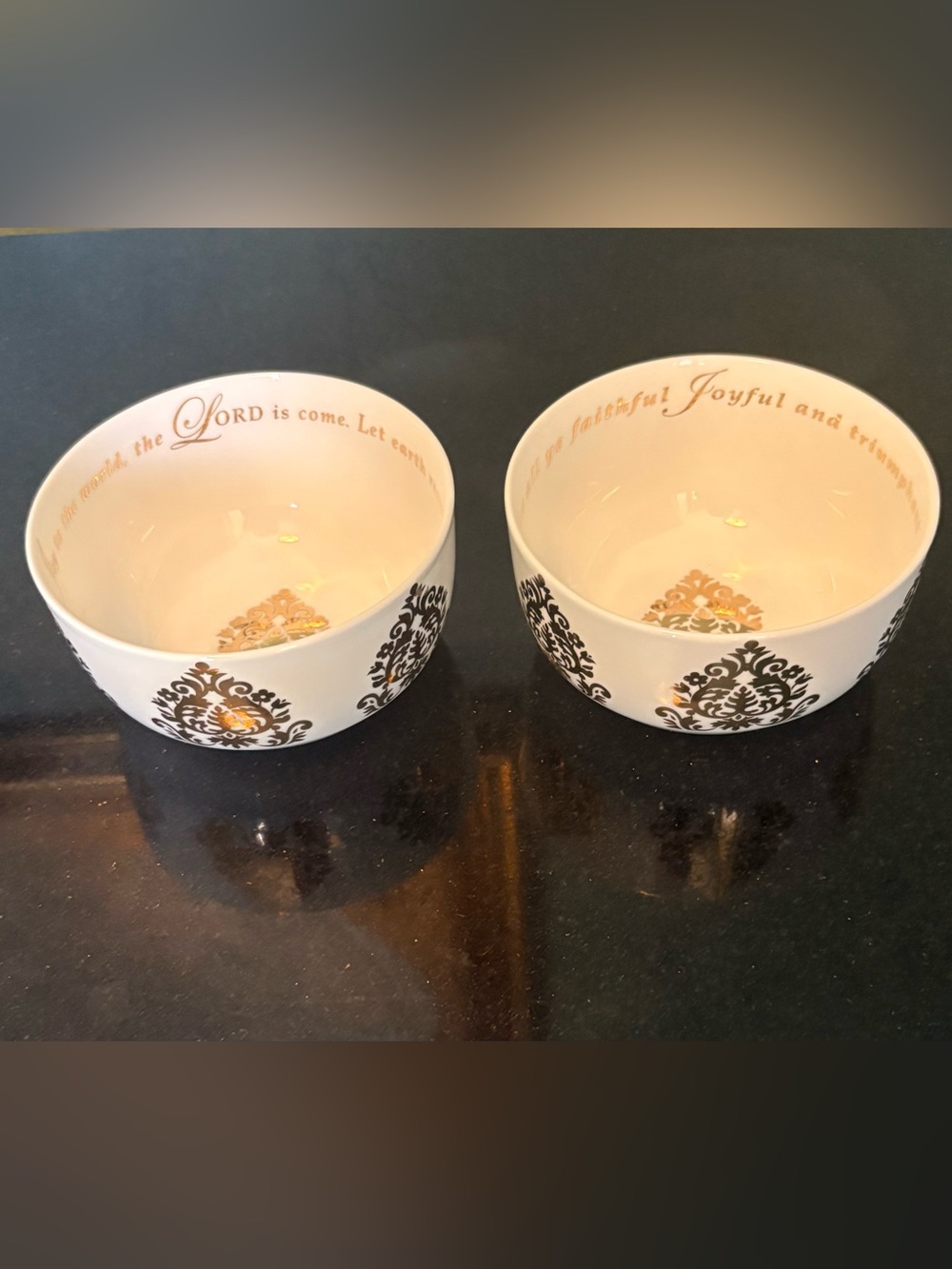Cracker Barrel Season Of Glory 2 White Ceramic Bowls Gold Accents 4”Diameter
